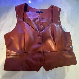 7 For All Mankind faux leather vest - Rust Brown